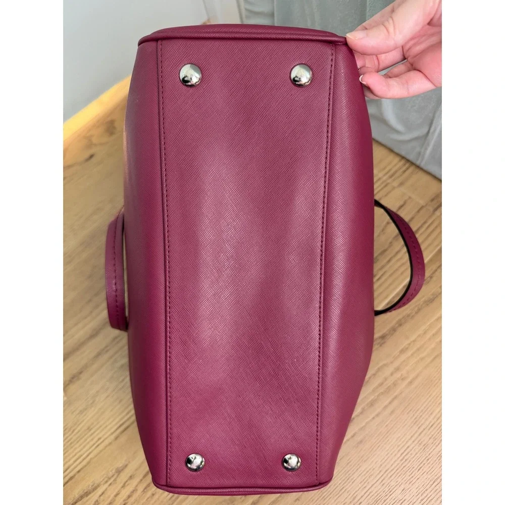 Coach Nancy Peyton Satchel Handbag Saffiano Professional Leather Berry Pink Chic